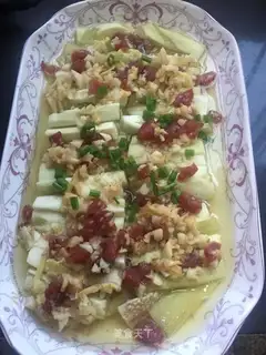 Garlic sausage steam eggplant