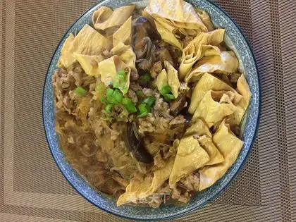 A fan of mushrooms and bamboo