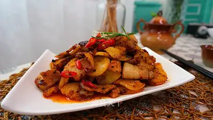Five bouquets and potatoes