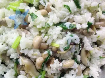 Peanut, mushroom and meat fried rice
