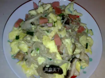 Fried mushroom with eggs