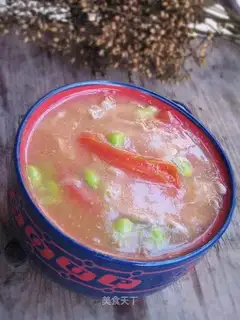 Tomato meat slices soup
