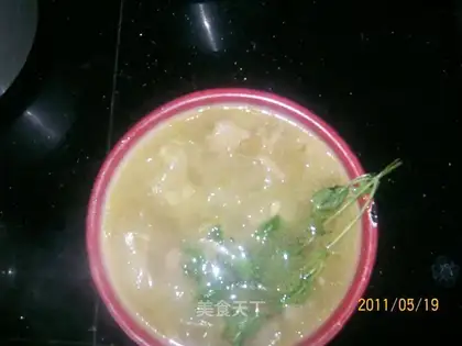 Fresh shrimp, vegetable and melon soup
