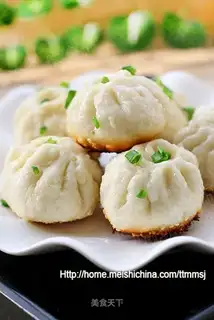Pan-fried buns with chicken sauce