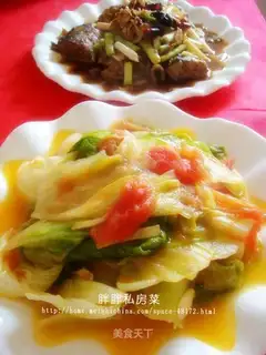 stir-fried lettuce with tomatoes