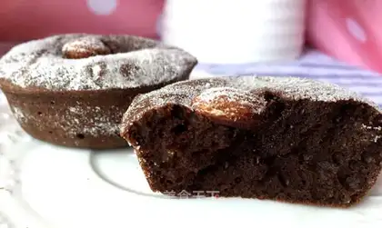 Handmade black chocolate brownie