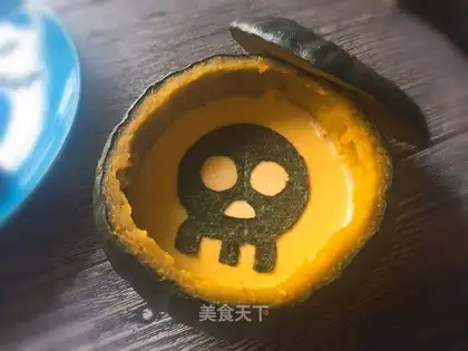 Halloween pumpkin egg pudding