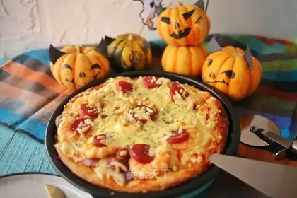 Shrimp sausage pizza