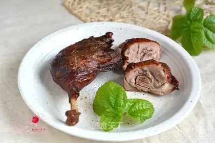 A roasted duck leg
