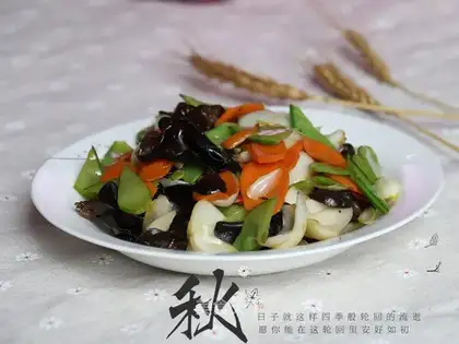 Five-colour vegetable fried