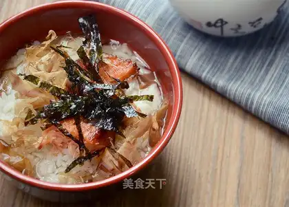 Salmon tea and rice
