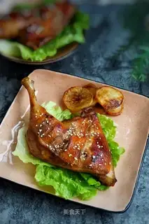 A roasted duck leg