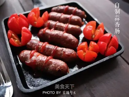 Homemade garlic sausage