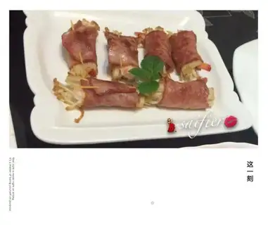 Shrimp pins and mushroom bacon rolls