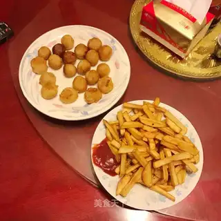 Red potato balls and fries
