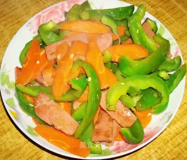 stir-fried bell pepper with ham