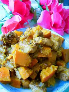 Roasted chicken with pumpkin