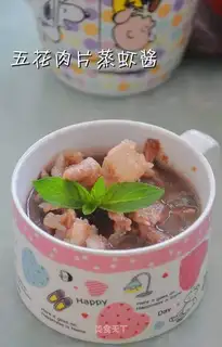 Steamed shrimp sauce with pork belly slices
