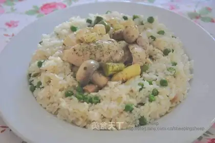 Chicken Rice with Asparagus and Mushroom