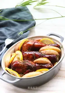 Lemon apple roast chicken leg
