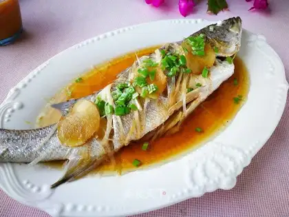 Steamed sea bass