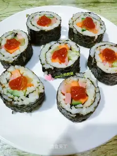 Five colour sushi rolls