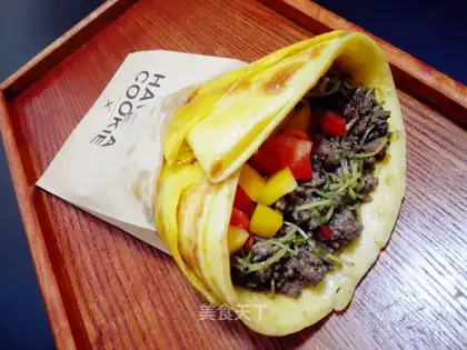 Peas seed beef omelet