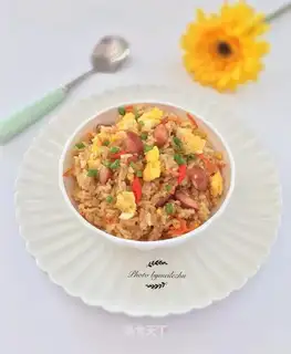 Ham carrot, egg and rice