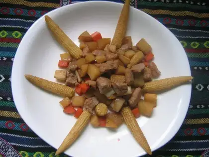 Dried pork and corn shoots