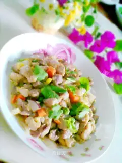 Colorful diced chicken