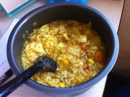 Curried potato beef rice