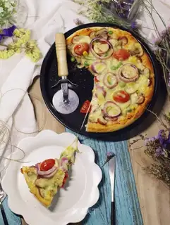 Soft mushroom pizza