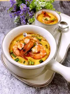 Shrimp steamed eggs