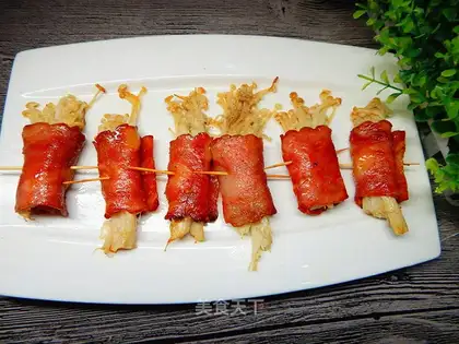 Bacon pins and mushrooms