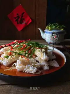 Burning fresh squid