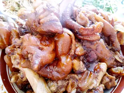 The big rural pot roasted pig hoof