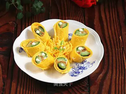 Meat cucumber omelet