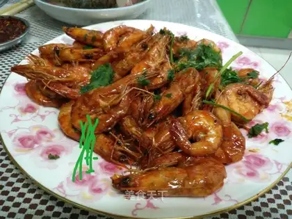 Red burning shrimp