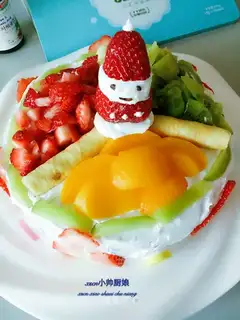 Fruit and vegetable birthday cake