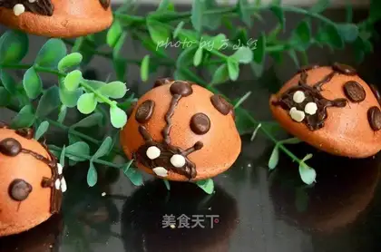 Cake with creamed ladybugs