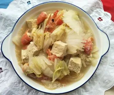 The cabbage shrimp is frozen tofu