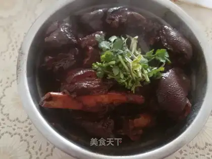 Red burning pig hoof