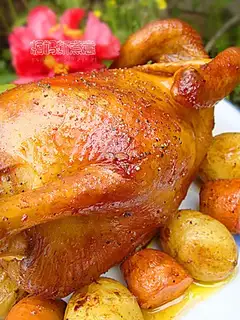 Roast chicken with black pepper and garlic