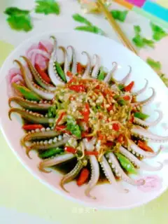 Fresh shredded squid salad