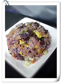 stir-fried purple potato rice with eggs