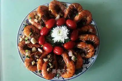 Fried prawns with green onions