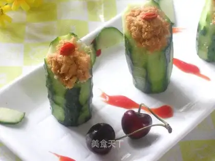 Stuffed tofu with cucumber