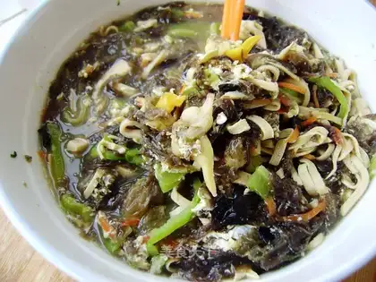 Colorful seaweed soup
