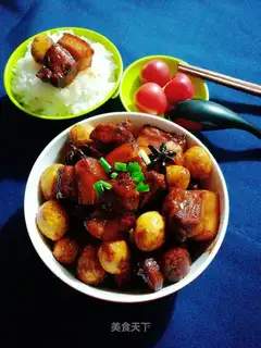 Quail egg red pork