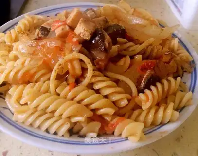 Spaghetti mushroom ham